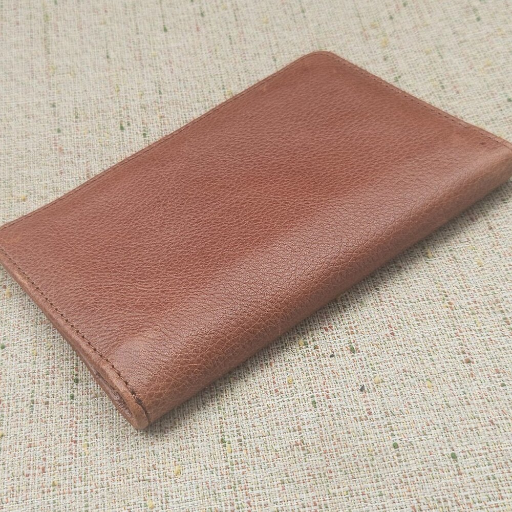 Travel Passport Holder Card Holder Brown Real Genuine Leather Handmade Purse - Picture 3 of 11